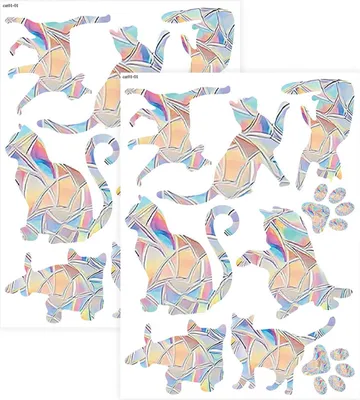 Produktbild von Katzen-Regenbogenprisma, elektrostatische Glasaufkleber, PVC-Dekoration verhindert, dass Vögel bunte Fensteraufkleber treffen