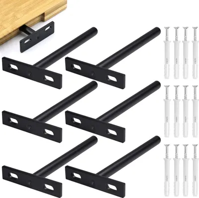 Produktbild von 6 Stück Schwebende Regalhalterung Unsichtbare Regalträger Schwimmender Regalbodenträger Schwerlast Tablarträger 125 * 70mm Regalhalter Verdeckt mit 12 Schrauben und Expansionsrohre für Regale