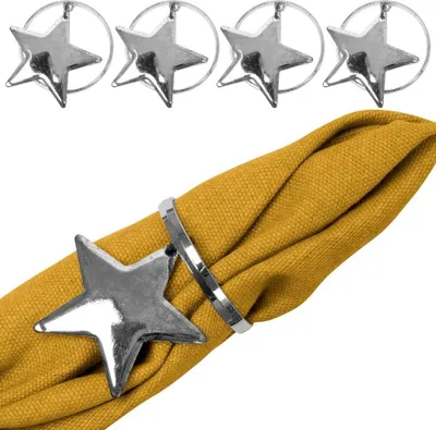 Immagine prodotto di Set di 4 portatovaglioli in argento con decoro stella
