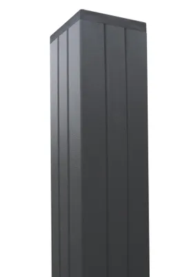 Produktbild von Ligna-Gard Steckzaunpfosten Vorgartenzaun Aluminium 6,8 x 6,8 x 97 cm Anthrazit 3 Nuten für Steckzaunelemente inkl. Pfostenkappe