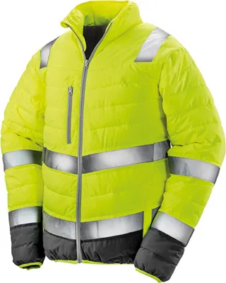 Produktbild von Result R325M | Herren Soft Padded Safety Jacke / ISO EN20471:2013 Klasse 2 - Farbe: Fluorescent Yellow/Grey - Größe: L
