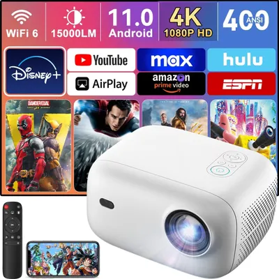Produktbild von Full HD Tragbarer Mini Beamer, Intelligente Heimkino-Projektor für Zuhause, Kompakter Mini-Projektor für Filme und Unterhaltung