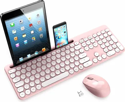 Produktbild von Tastatur Maus Sets Kabellos,Ergonomische,Funk PC in Standardgröße,Deutsch QWERTZ-Layout, Leise-klick-Taste,12 FN-Tasten Für Windows Computer, macOS