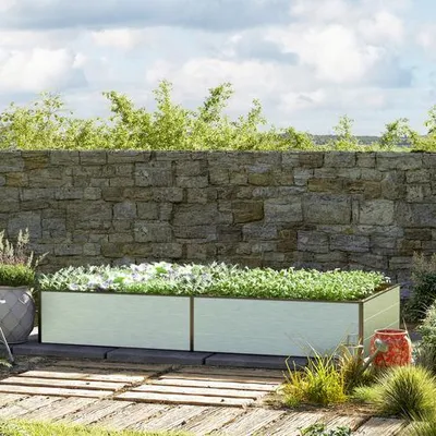 Produktbild von GFP HALFSIZE Aluminium Hochbeet - Platzsparendes & Stabiles Gartenbeet in Aluminium eloxiert - 235 x 119 x 39 cm - Ideales halbhohes Modell für Familien-Gartenspaß