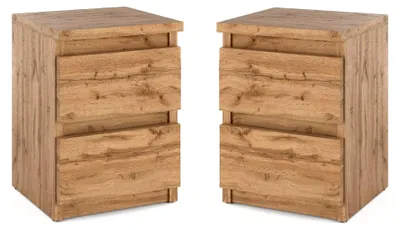 Produktbild von Nachttisch 2er Set Nachtschrank Nachtkommode Modern Möbel mit Schubladen Holz Schubladenschrank für Ihr Schlafzimmer (Wotan) – 30 x 40 x 30 cm (B/H/T)
