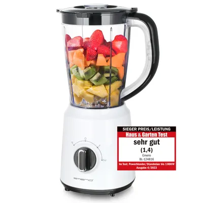 Productafbeelding van Emerio Blender BL-124816.7 – 1,5 L – 500 W – 2 Snelheden – RVS Messen – Wit