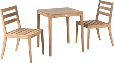 Produktbild von BELIANI Balkonset Hellbraun es Akazienholz Rustikaler Stil Teetisch mit 2 Stühlen Outdoor Terrasse Garten Holzmöbel Gartenmöbel Set