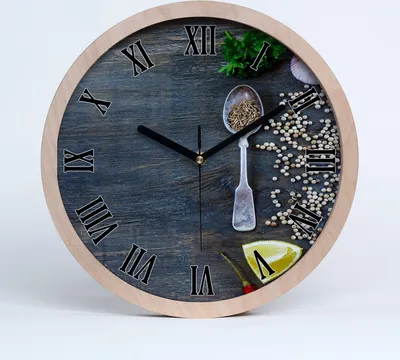 Produktbild von Holzuhr 25fi cm wanduhr - schwarze Spitzen - Gewürze und Kräuter