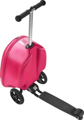 Produktbild von SucceBuy Scooter-Koffer mit 20 L Fassungsvermögen, Reisekoffer mit leuchtenden PolyurethanRädern, rutschfestem TPR-Griff, maximaler Tragfähigkeit von 50 kg, Handgepäck für Kinder ab 5 Jahren, Farbe: Pink