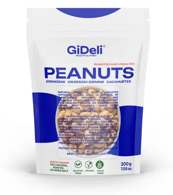 Produktbild von Erdnüsse 200g Geröstet Ungesalzen Ohne Öl Naturbelassen Snack Protein GiDeli