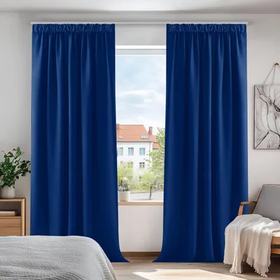 Produktbild von Verdunkelungsvorhang mit Kräuselband 160x132cm Königsblau 2er Set