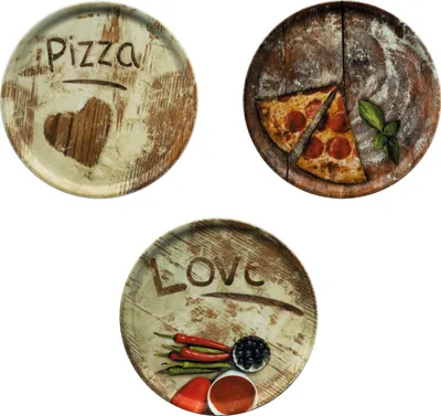 Produktbild von 3er Set Pizzateller Oliven-, Salami- & Lieblingspizza Ø 31cm Platte XL-Teller