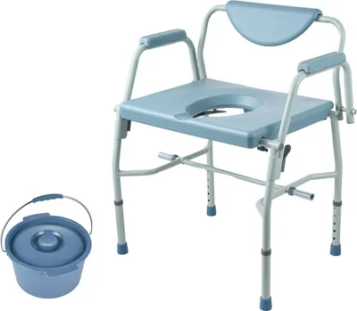 Immagine prodotto di Sedia comoda, comoda da letto con braccioli ribaltabili e schienale rimovibile, altezza regolabile su 5 livelli, secchio rimovibile da 7 litri, facile da montare, capacità 1000 libbre, WC portatile per adulti anziani