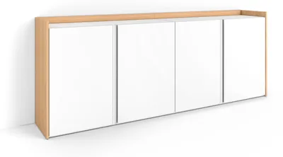 Image de Buffet effet bois blanc et chêne 207x35x80cm