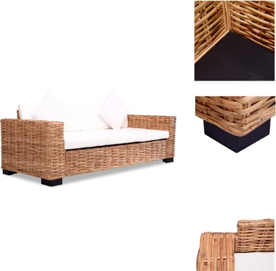 Produktbild von vidaXL 3-Sitzer-Sofa Natürliches Rattan -  Sofas