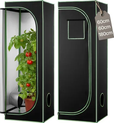 Produktbild von Growzelt - 60 x 60 x 80 cm Growbox - 600D Hochreflektierendes Mylar - Lichtdicht - Beobachtungsfenster - Abnehmbare Bodenwanne - Reißverschluss - Für Obst, Blumen & Gemüse