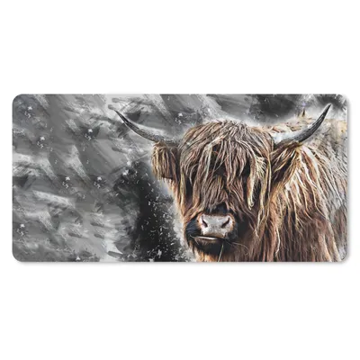 Produktbild von MuchoWow® Schreibtischunterlage Schottischer Highlander - Tiere - Schwarz 80x40 cm - XXL Mauspad - Gaming Mauspad