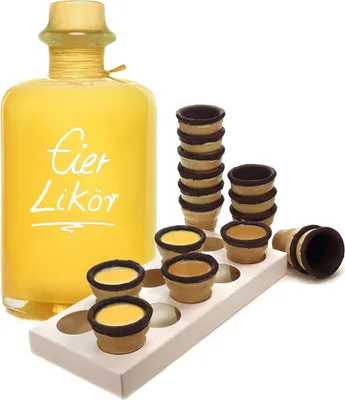 Produktbild von Eierlikör 1L mit 16 Waffelbechern & Becherhalter Sehr sämig & süffig 20% Vol.