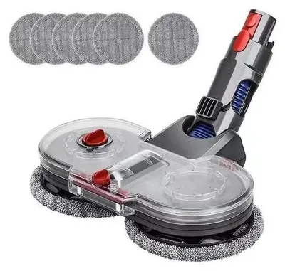A vacuum cleaner mop attachment with multiple pads shown above.