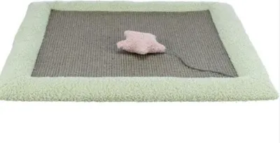 Immagine prodotto di Tappetino graffiante per gatti, 47 x 47 cm, sisal e peluche, grigio / menta