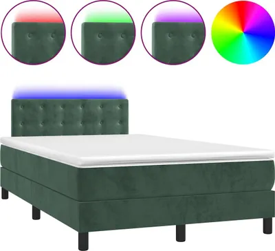 Produktbild von Boxspringbett mit Matratze & LED Dunkelgrün 120x190 cm Samt