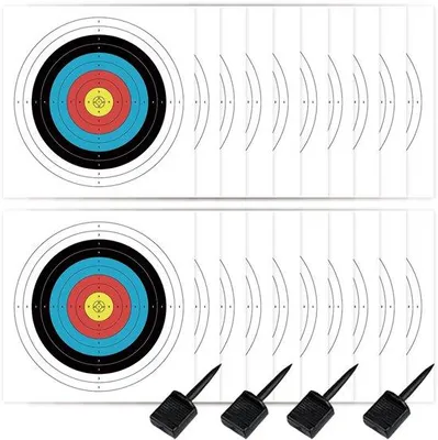 Productafbeelding van 20 stuks papieren doelen voor boogschieten, 60 cm, 10 ringen, boog en pijl, voor boogschieten