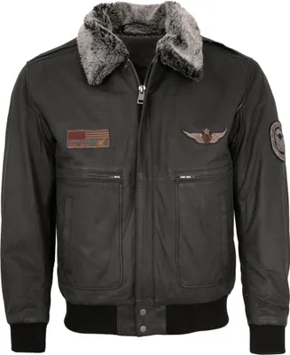 Produktbild von Maddox - Herren Lederjacke Fliegerjacke Lammnubuk schwarz : 56