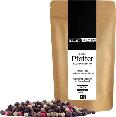 Produktbild von Bunter Pfeffer ganz - Premium 5 Pfefferkorn Mix für Pfeffermühle - 125g