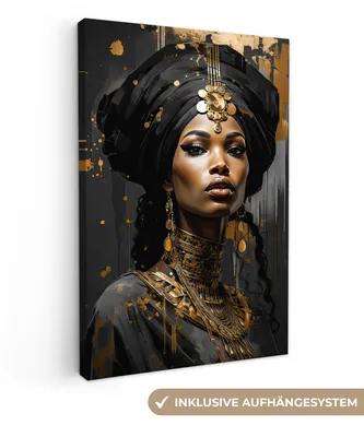 Obrázek produktu pro OneMillionCanvasses® - Plátno - Žena - Zlatá - Černá - - Portrét, nástěnná malba, nástěnné dekorace obrazy obývací pokoj, 40x60cm