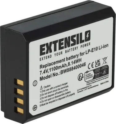 Produktbild von EXTENSILO Akku kompatibel mit Canon EOS 1100D, 2000D, 1200D, 4000D, 1300D, Kiss X70, Kiss X50, Kiss X80, Kiss X90 Kamera (1100 mAh, 7,4 V, Li-Ion)