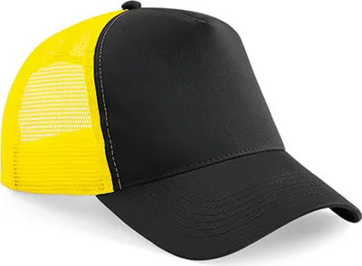 Produktbild von Beechfield B640 | Snapback Trucker Cap / Kappe / Mütze / Hut - Farbe: Black/Yellow - Größe: One Size