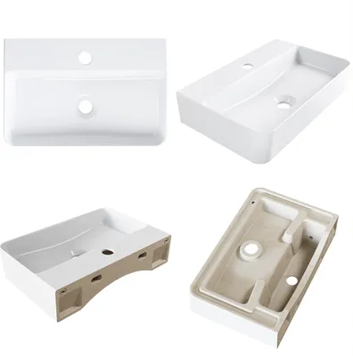 Produktbild von HOROW Waschbecken Aufsatzwaschbecken Hängewaschbecken Wandmontage Keramik Handwaschbecken 46x31cm