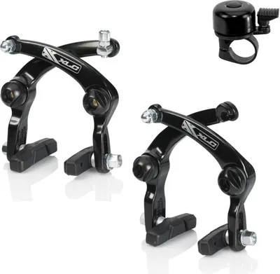 Zdjęcie produktu dla Zestaw hamulców XLC BMX U-Brake Freestyle BMX Rim Brake Set Black z dzwonkiem rowerowym