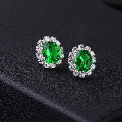 Produktbild von Mode Frauen Dame Elegante Strass Blume Ohr Stud Ohrringe Geschenk Schmuck-Grün