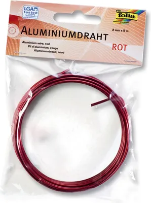Produktbild von Folia 79620 Basteldraht Alu - rot, 2 mm x 5 m