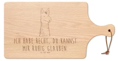 Produktbild von Mr. & Mrs. Panda Brotzeitbrett Lamakopf Genervt - Transparent - Geschenk, Lama, Frühstücksbrettchen, tranchierbrett, Büro, Lamas, Brett, Frühstücksbrett, Freundin, Azubi