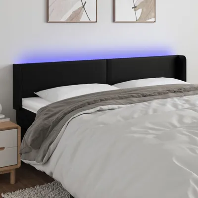 Produktbild von The Living Store LED Kopfteil Schwarz 163x16x78/88 cm Kunstleder