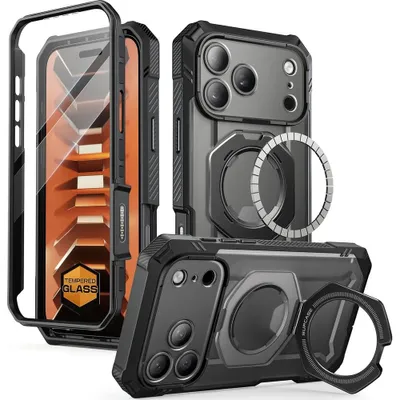 Produktbild von Handyhülle + Glas 9H für iPhone 18 Pro / 17 Pro, Supcase UB Grip Pro Mag SPG (CC) mit MagSafe, Transparent-Schwarz