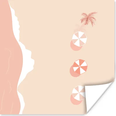 Produktbild von MuchoWow® Poster Strand - Sonnenschirme - Rosa - Pastell 100x100 cm - Babyzimmer