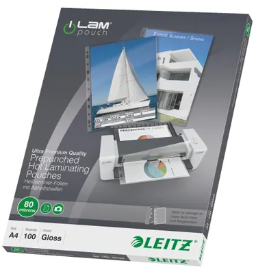 Obrázek produktu pro Leitz 16918, Lesklý, Průhledná, EVA (ethylen-vinyl-acetát), Polyethylentereftalát (PET), A4, 0,08 mm, 234 mm