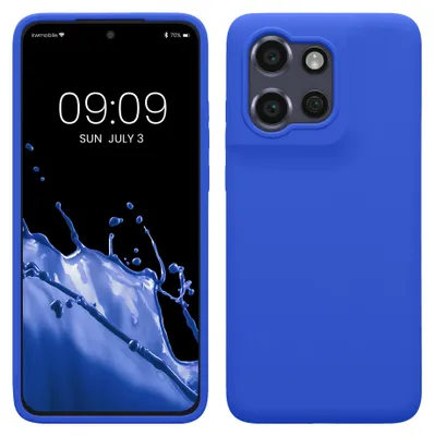 Produktbild von kwmobile Handyhülle für Motorola Edge 60 Neo / Edge 50 Neo / ThinkPhone 25 Hülle - Case Silikon - Kabelloses Laden - Schutzhülle Cover in Baltik Blau