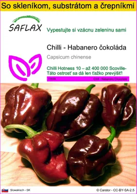 Obrázok produktu pre SAFLAX Kultivačný set - Chilli - Habanero čokoláda - Capsicum chinense - 10 Semená - S mini skleníkom, pestovateľským substrátom a 2 črepníkmi