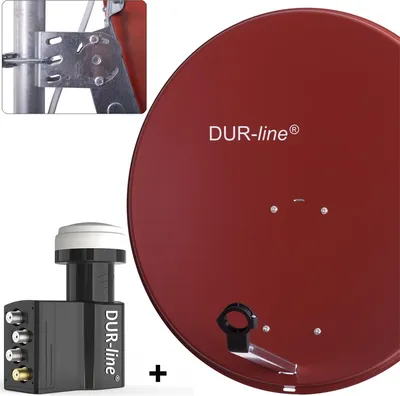 Produktbild von DUR-line MDA 80 Satellitenschüssel rot + Unicable LNB UK 104