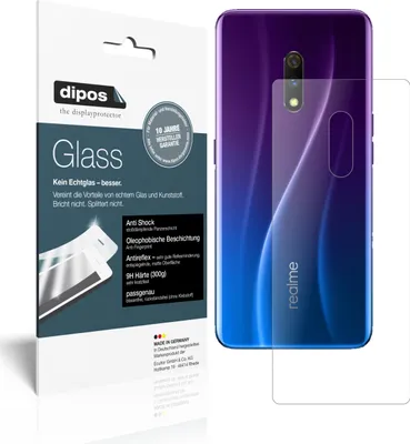 Produktbild von 1x Schutzfolie für Oppo Realme X Rückseite matt - Anti-Shock 9H Folie dipos Glass Kunststoffglas