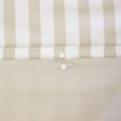 Immagine prodotto di Set biancheria da letto in microfibra a righe beige, 2 posti
