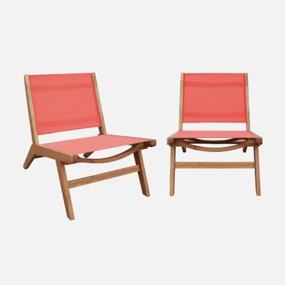 Immagine prodotto di Set 2 poltrone da giardino in legno di acacia e textilene , Terracotta