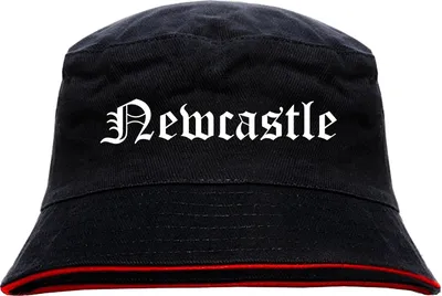 Produktbild von Newcastle Anglerhut - Altdeutsche Schrift - Schwarz-Roter Fischerhut S/M SchwarzRot