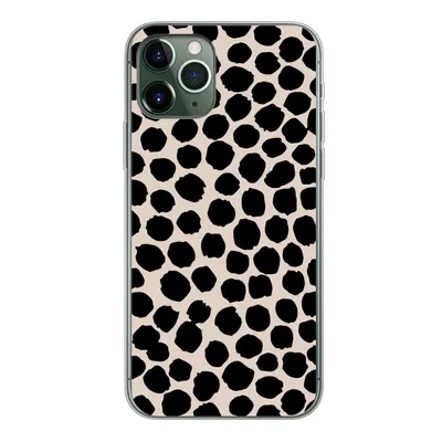 Produktbild von MuchoWow® Handyhülle Schutzhülle Hülle für iPhone 11 Pro Polka dots - Schwarz - Beige Silikon Softcase Handy Hülle - Handy