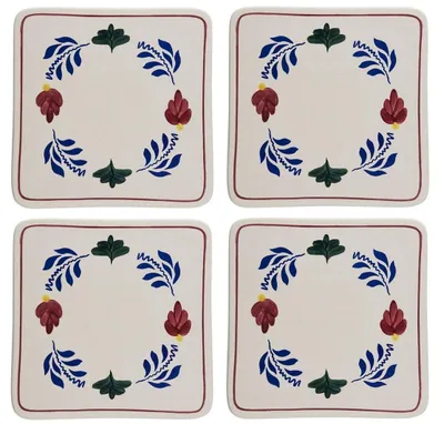 Productafbeelding van Boerenbont Pannen Onderzetter 20x20cm Aardewerk set van 4