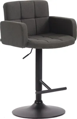 Immagine prodotto di Sgabello da bar di design con rivestimento in tessuto - girevole a 360° - regolabile in altezza - seduta confortevole | colore: grigio scuro, colore base: nero